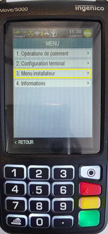 Menu installateur