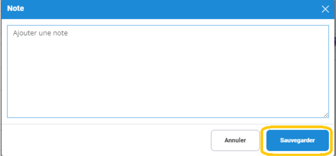 Ecran de la note
